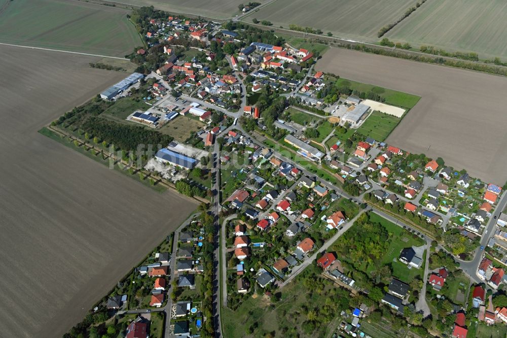 Luftaufnahme Zwebendorf - Ortsansicht am Rande von landwirtschaftlichen Feldern in Zwebendorf im Bundesland Sachsen-Anhalt, Deutschland