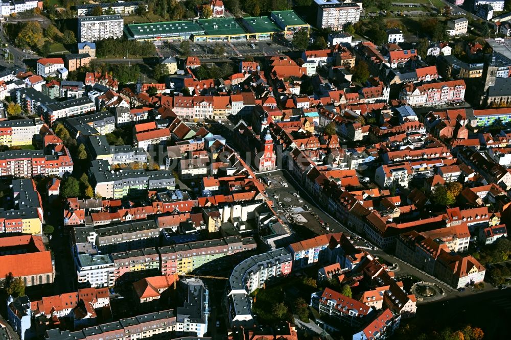 Gotha von oben - Ortsansicht mit Rathaus und Marktplatz in Gotha im Bundesland Thüringen, Deutschland