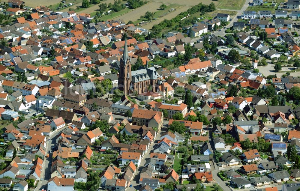 Luftbild Philippsburg - Ortsansicht in Rheinsheim im Bundesland Baden-Württemberg