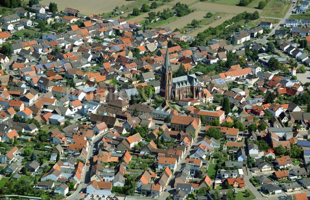 Luftaufnahme Philippsburg - Ortsansicht in Rheinsheim im Bundesland Baden-Württemberg