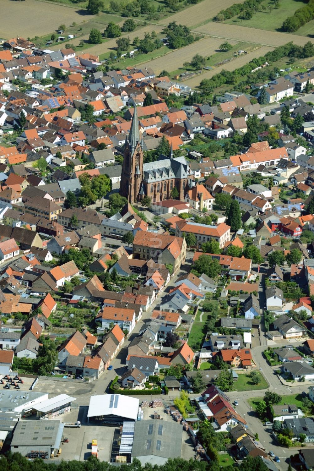 Philippsburg von oben - Ortsansicht in Rheinsheim im Bundesland Baden-Württemberg