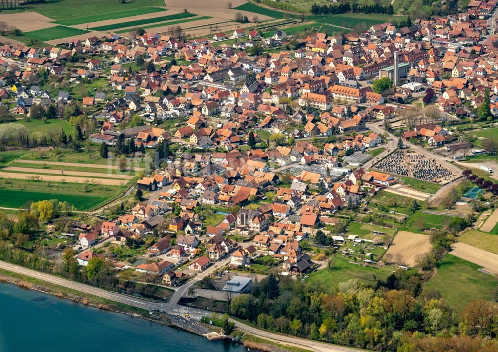 Luftaufnahme Rhinau - Ortsansicht in Rhinau in Grand Est, Frankreich