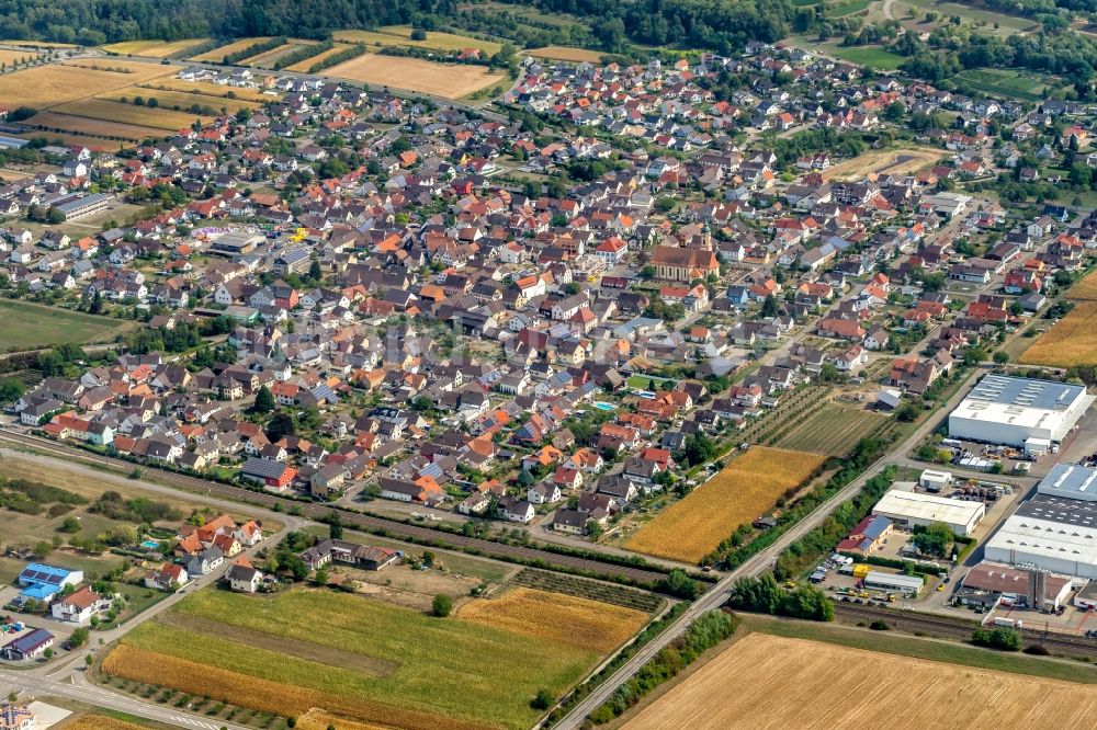Luftaufnahme Ringsheim - Ortsansicht in Ringsheim im Bundesland Baden-Württemberg, Deutschland
