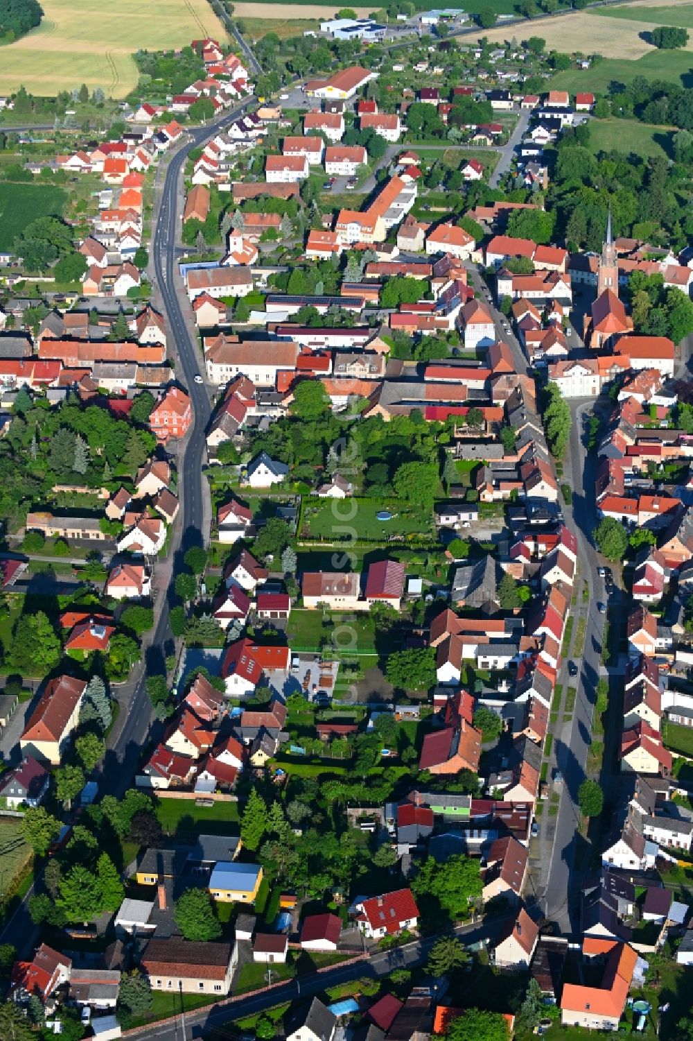Schlieben von oben - Ortsansicht in Schlieben im Bundesland Brandenburg, Deutschland