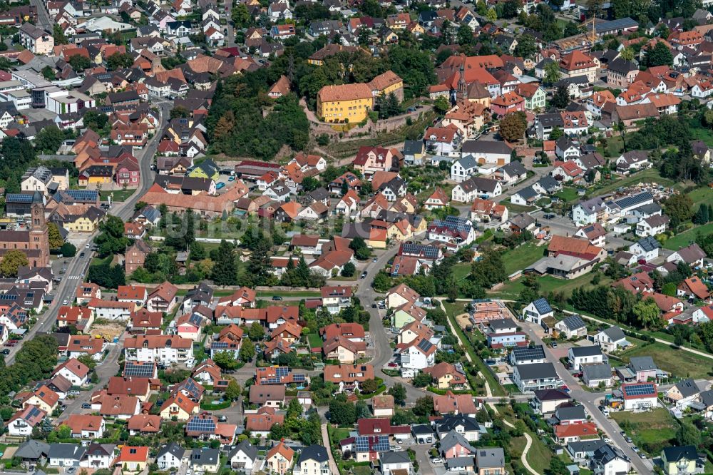 Luftaufnahme Mahlberg - Ortsansicht mit Schloss in Mahlberg im Bundesland Baden-Württemberg, Deutschland