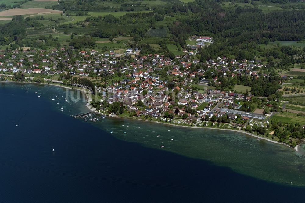 Luftaufnahme Steckborn - Ortsansicht von Steckborn am Fluss Rhein im Kanton Thurgau, Schweiz