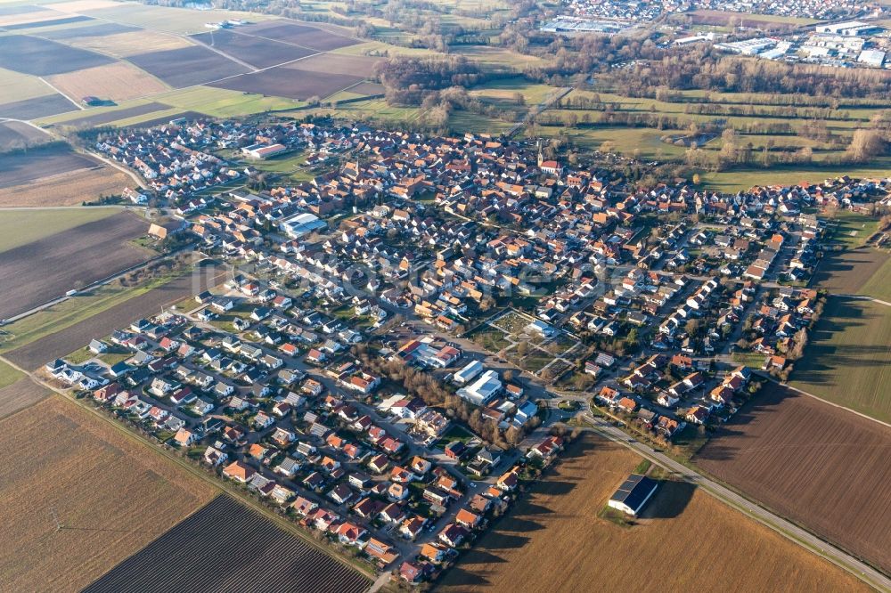Luftaufnahme Steinweiler - Ortsansicht in Steinweiler im Bundesland Rheinland-Pfalz, Deutschland