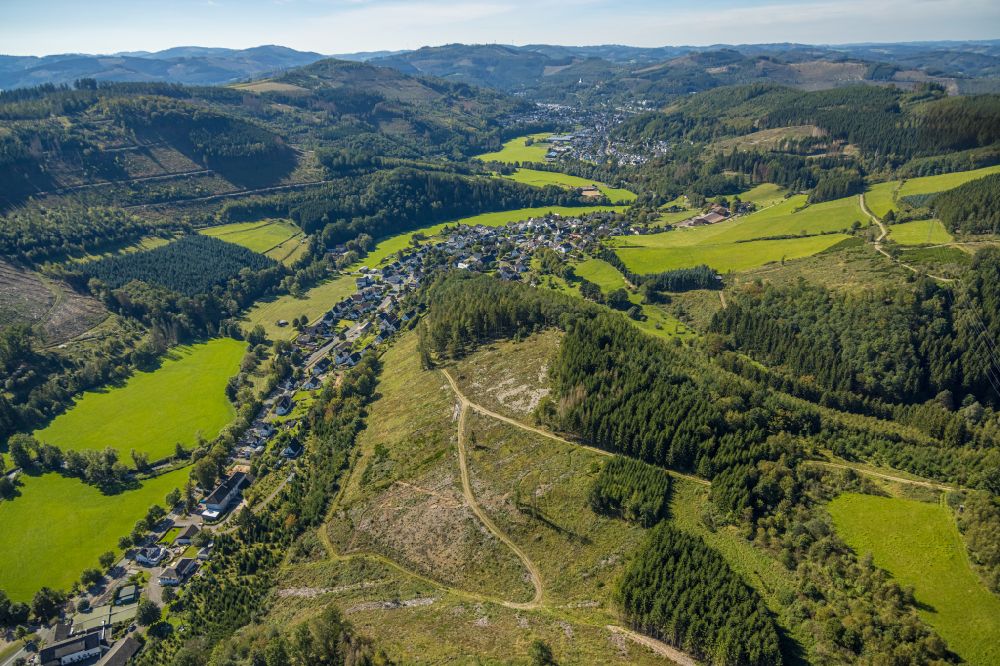 Luftaufnahme Langenei - Ortsansicht im Talbereich in Langenei im Bundesland Nordrhein-Westfalen, Deutschland