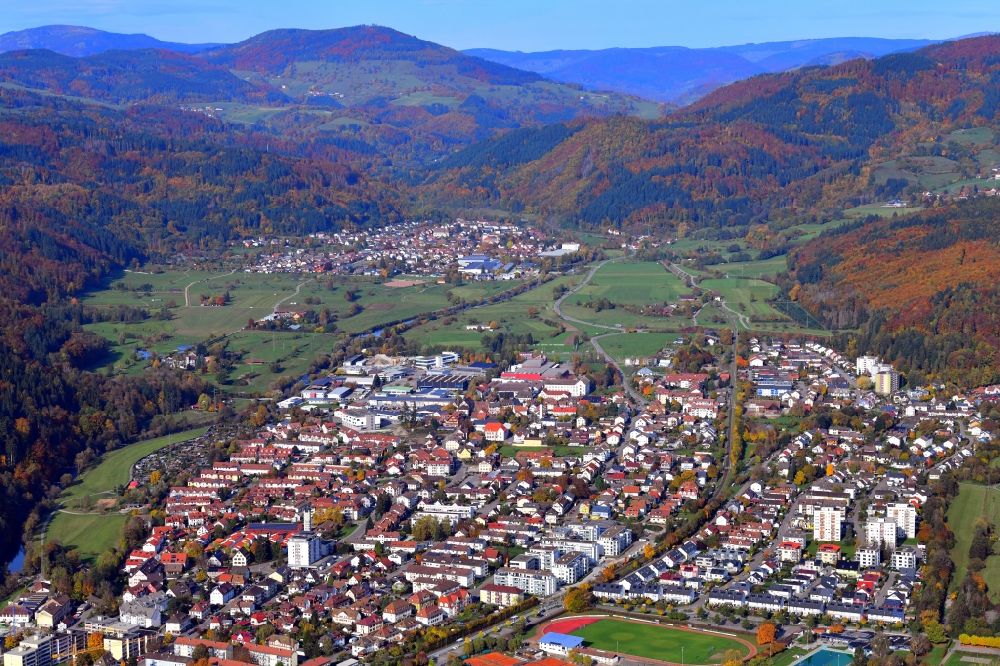 Schopfheim von oben - Ortsansicht im Talbereich im Ortsteil Fahrnau in Schopfheim im Bundesland Baden-Württemberg, Deutschland