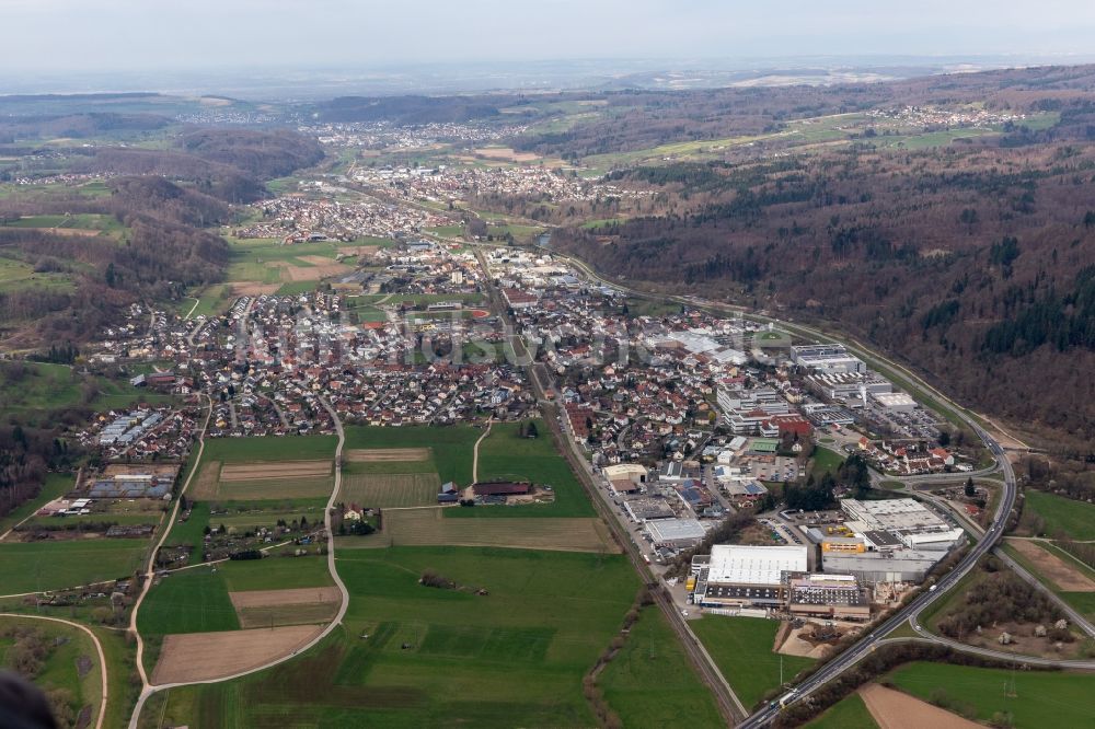 Luftaufnahme Maulburg - Ortsansicht im Talbereich der Wiese in Maulburg im Bundesland Baden-Württemberg, Deutschland