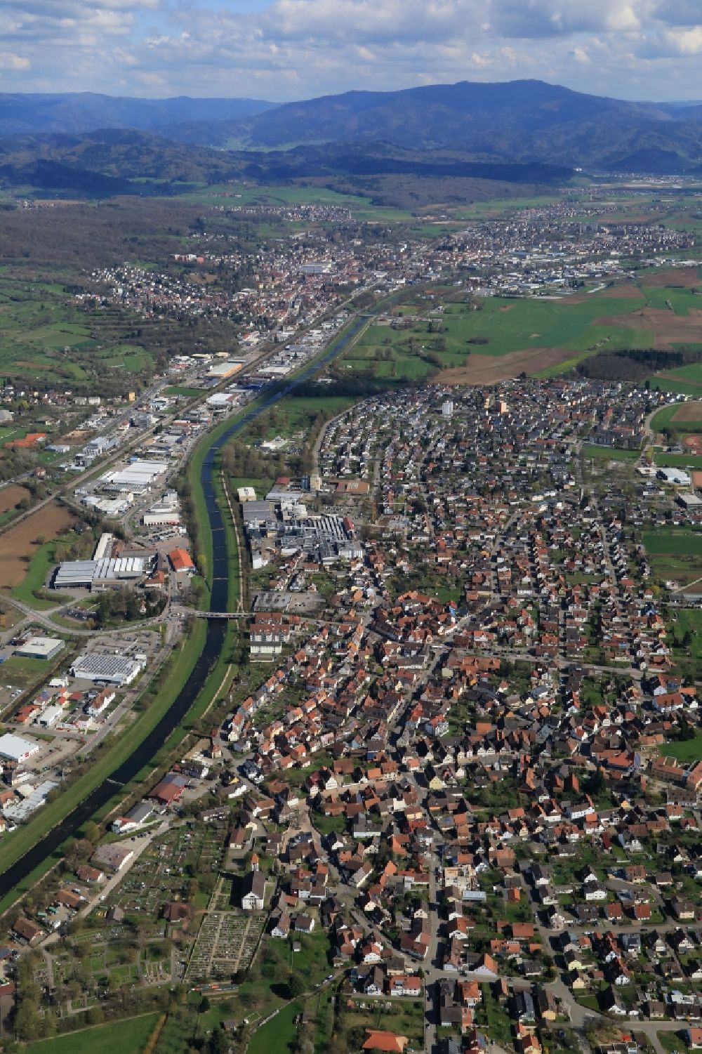 Luftaufnahme Teningen - Ortsansicht von Teningen im Bundesland Baden-Württemberg