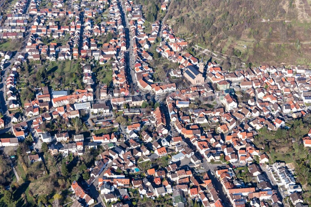 Luftaufnahme Untergrombach - Ortsansicht in Untergrombach im Bundesland Baden-Württemberg, Deutschland
