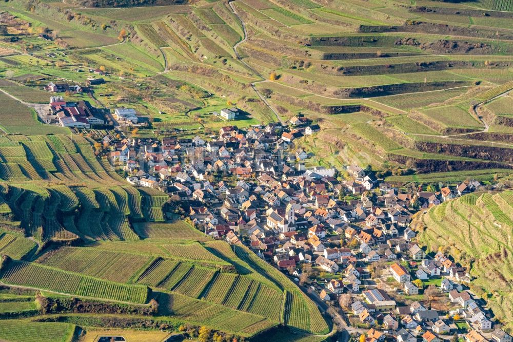Luftaufnahme Vogtsburg im Kaiserstuhl - Ortsansicht in Vogtsburg im Kaiserstuhl im Bundesland Baden-Württemberg, Deutschland