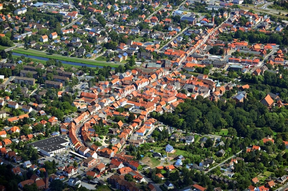 Lüchow (Wendland) aus der Vogelperspektive: Ortsansicht vom Zentrum Lüchow (Wendland) im Bundesland Niedersachsen