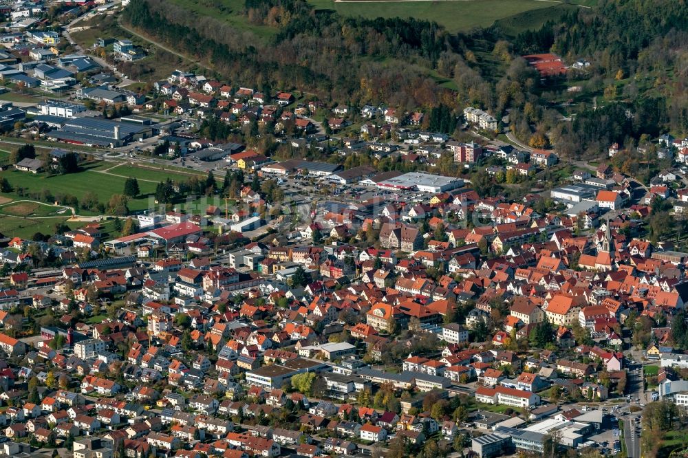 Luftbild Münsingen - Ortsansicht im Zentrum von Münsingen im Bundesland Baden-Württemberg, Deutschland