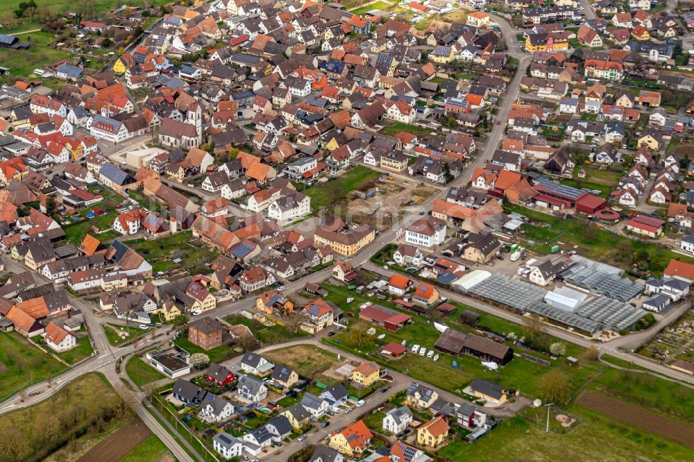 Luftbild Weisweil - Ortsansicht Zentrum in Weisweil im Bundesland Baden-Württemberg, Deutschland