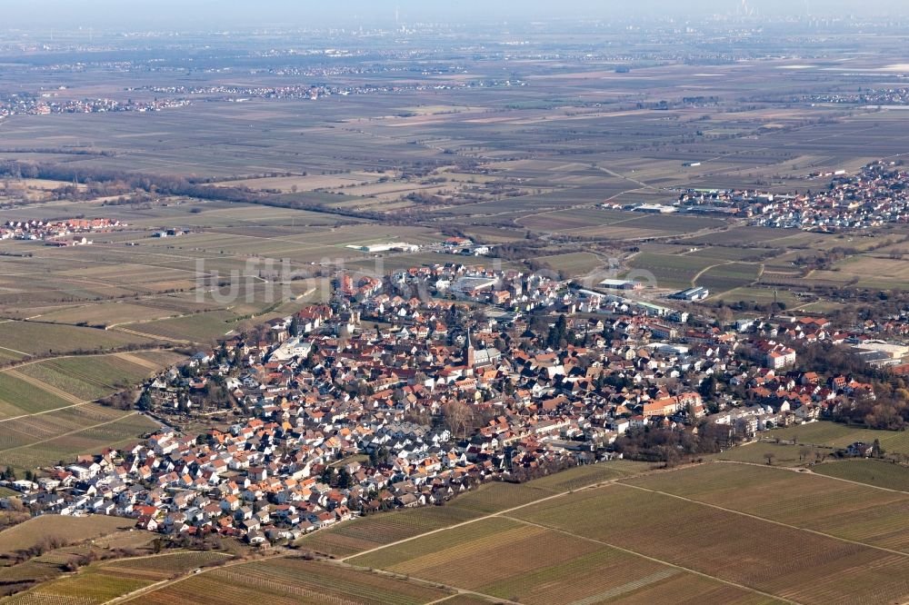 Deidesheim von oben - Ortsbereich und Umgebung in Deidesheim mit Haardtrand im Bundesland Rheinland-Pfalz