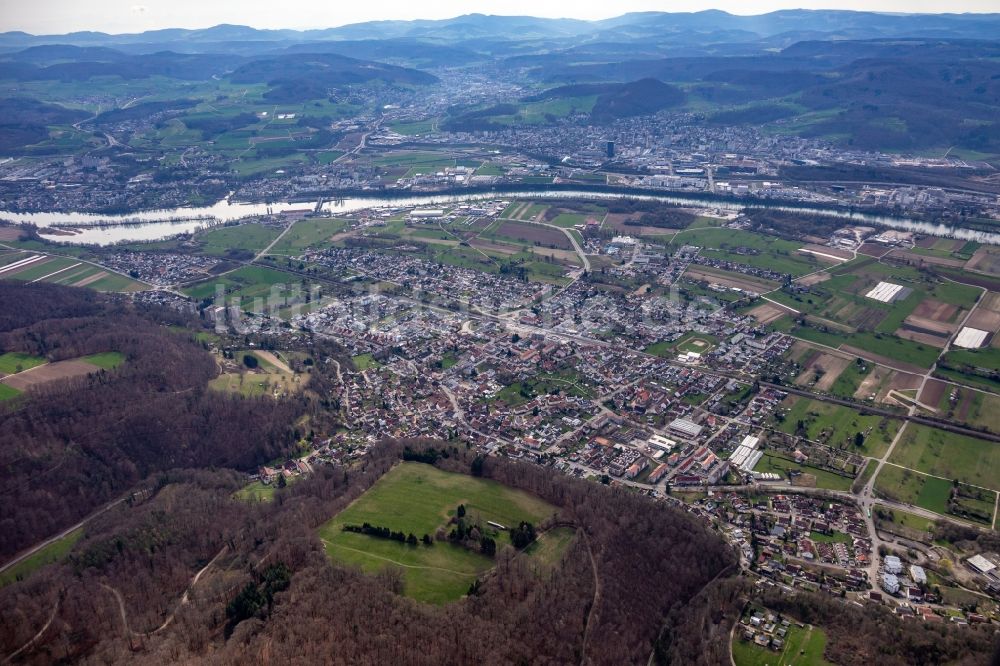Luftbild Grenzach-Wyhlen - Ortschaft an den Fluss- Uferbereichen des Hochrhein in Wyhlen im Bundesland Baden-Württemberg, Deutschland