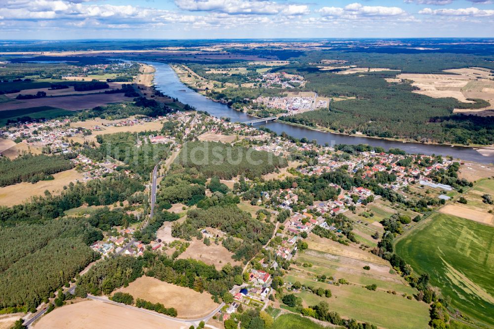 Luftbild Hohensaaten - Ortschaft an den Fluss- Uferbereichen der Oder in Hohensaaten im Bundesland Brandenburg, Deutschland
