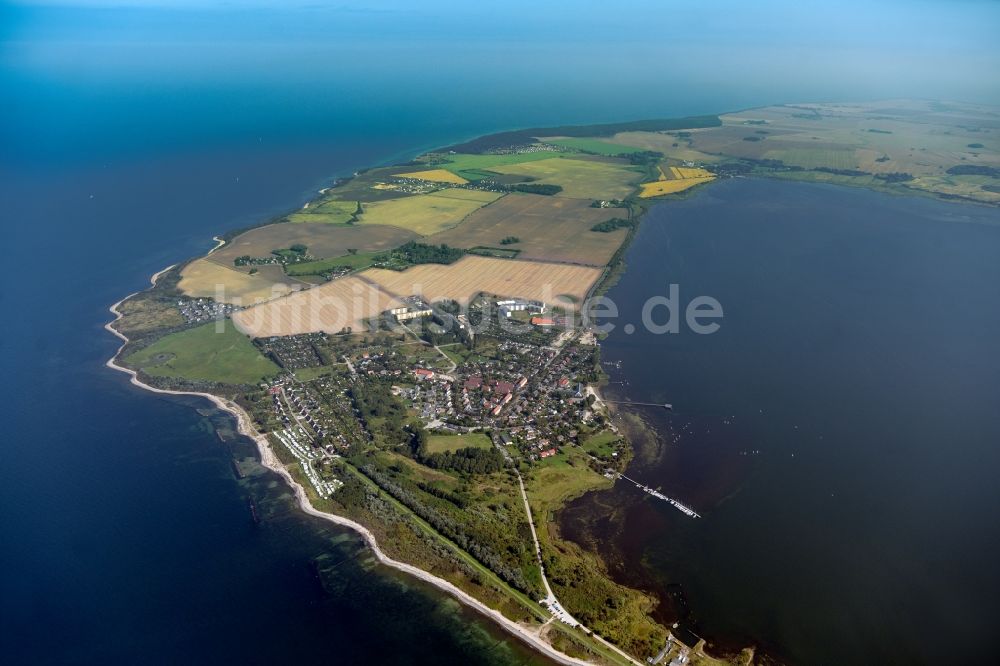 Dranske aus der Vogelperspektive: Ortschaft an den Uferbereichen in Dranske auf Rügen im Bundesland Mecklenburg-Vorpommern, Deutschland