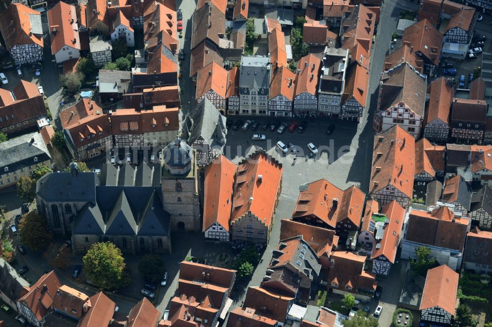 Luftaufnahme Alsfeld - Ortskern am Markt in Alsfeld im Bundesland Hessen