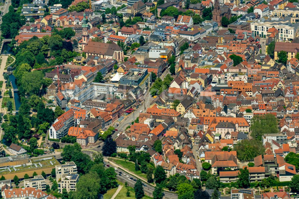 Luftbild Offenburg - Ortskern am Markt in Offenburg im Bundesland Baden-Württemberg, Deutschland