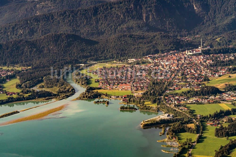 Luftbild Füssen - Ortskern am Uferbereich des Forggensee in Füssen im Bundesland Bayern, Deutschland