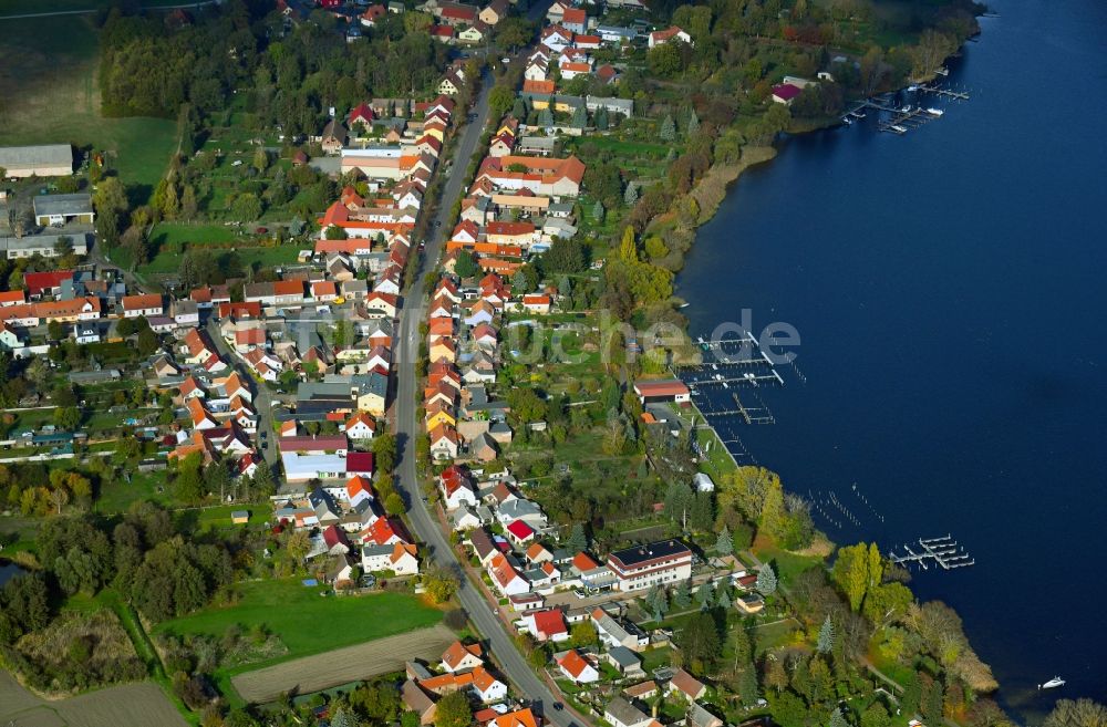 Luftaufnahme Wusterwitz - Ortskern am Uferbereich Großer Wusterwitzer See in Wusterwitz im Bundesland Brandenburg, Deutschland