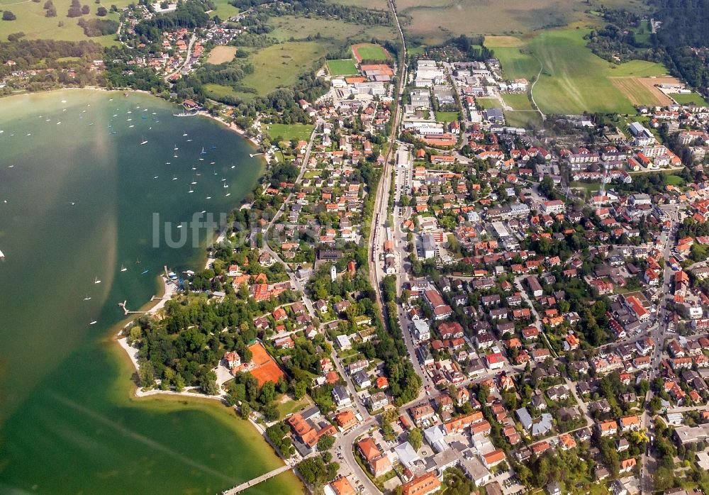 Luftaufnahme Herrsching am Ammersee - Ortskern am Uferbereich in Herrsching am Ammersee im Bundesland Bayern, Deutschland
