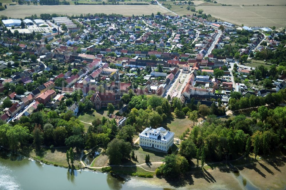 Luftbild Wörlitz - Ortskern am Uferbereich Krägengraben - Wörlitzer See in Wörlitz im Bundesland Sachsen-Anhalt, Deutschland