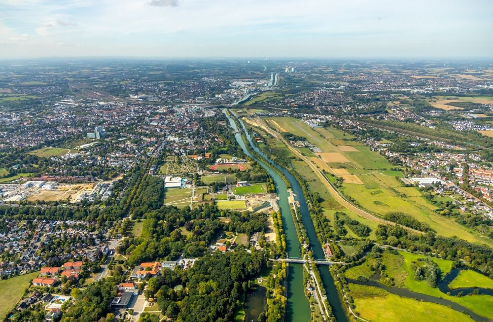 Luftbild Hamm - Ortskern am Uferbereich des Lippe - Flußverlaufes in Hamm im Bundesland Nordrhein-Westfalen, Deutschland
