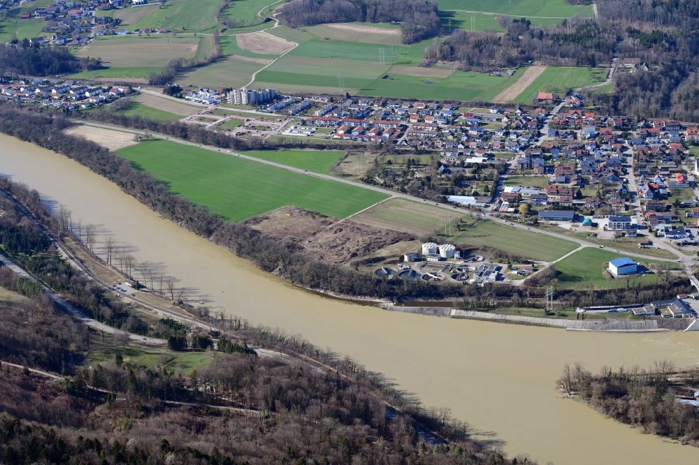 Luftbild Albbruck - Ortskern am Uferbereich des Rhein - Flußverlaufes in Albbruck im Bundesland Baden-Württemberg, Deutschland