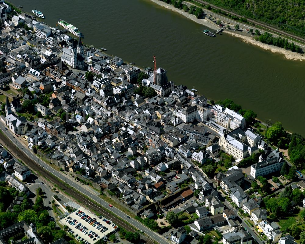 Luftbild Boppard - Ortskern am Uferbereich des Rhein - Flußverlaufes in Boppard im Bundesland Rheinland-Pfalz