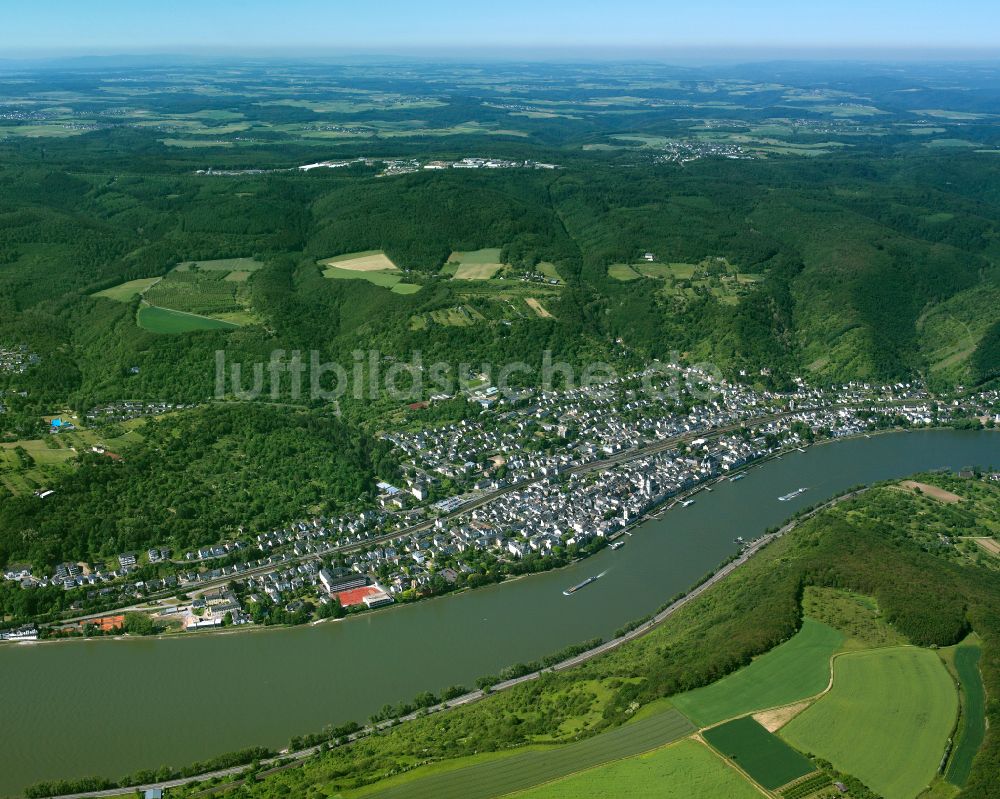 Luftbild Boppard - Ortskern am Uferbereich des Rhein - Flußverlaufes in Boppard im Bundesland Rheinland-Pfalz, Deutschland