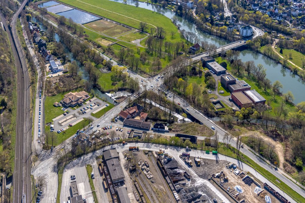 Luftbild Witten - Ortskern am Uferbereich des Ruhr - Flussverlaufes in Bommern im Bundesland Nordrhein-Westfalen, Deutschland