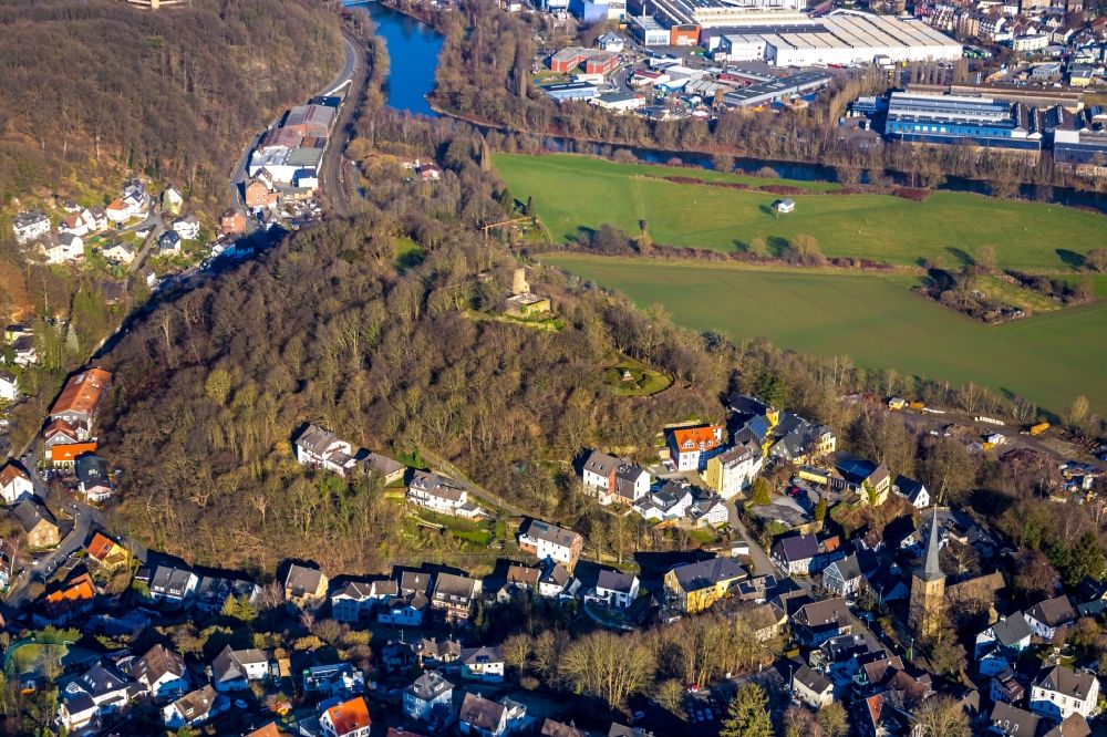 Luftbild Volmarstein - Ortskern am Uferbereich des Ruhr - Flußverlaufes in Volmarstein im Bundesland Nordrhein-Westfalen, Deutschland