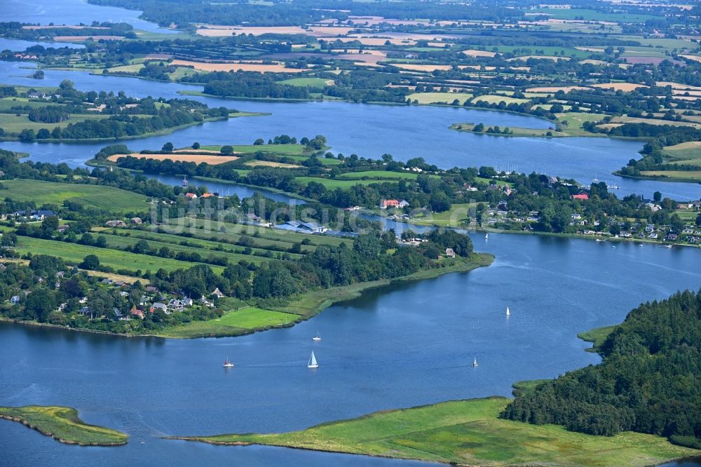Luftbild Brodersby - Ortskern am Uferbereich der Schlei in Brodersby im Bundesland Schleswig-Holstein, Deutschland