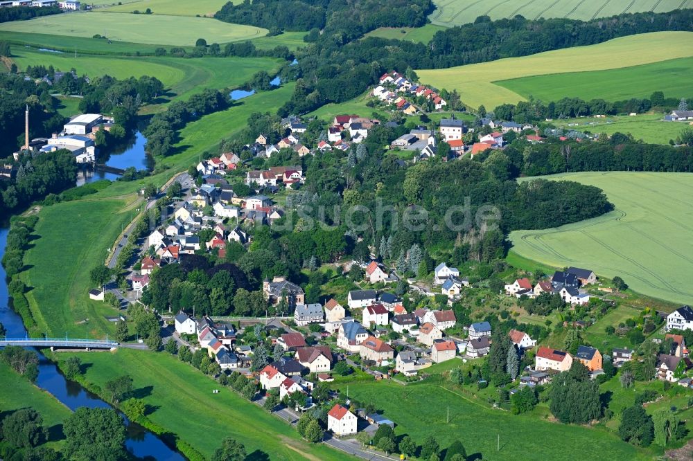 Luftbild Remse - Ortskern am Uferbereich des Zwickauer Mulde - Flußverlaufes in Remse im Bundesland Sachsen, Deutschland