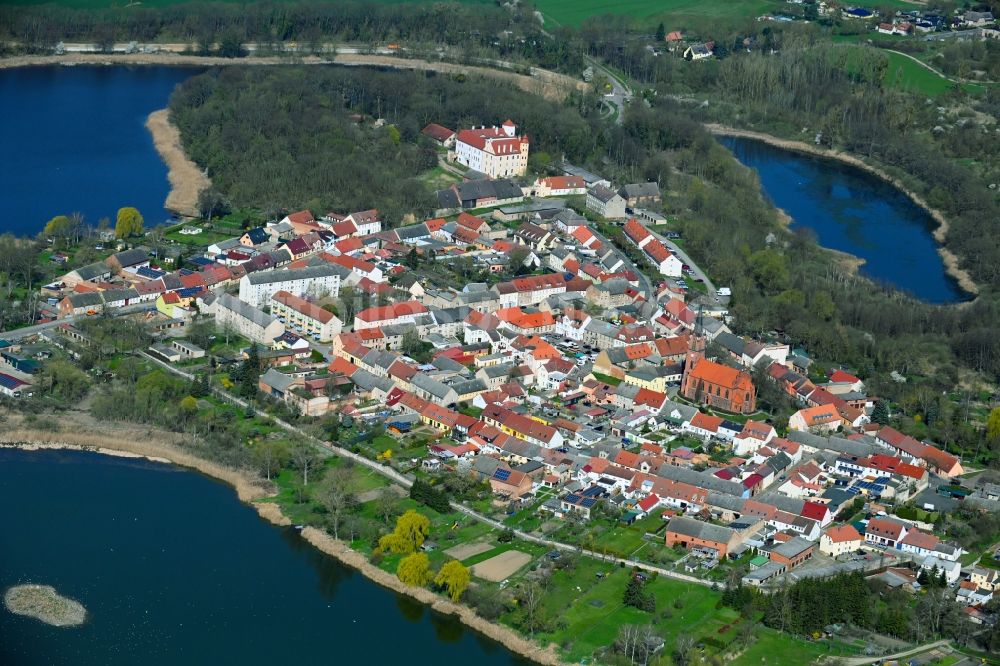 Luftbild Penkun - Ortskern am Uferbereiche Schlosssee - Bürgersee in Penkun im Bundesland Mecklenburg-Vorpommern, Deutschland