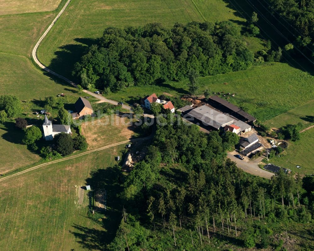 Wasenbach aus der Vogelperspektive: Ortsteilansicht des Hofes Habenscheid der Ortsgemeinde Wasenbach im Bundesland Rheinland-Pfalz