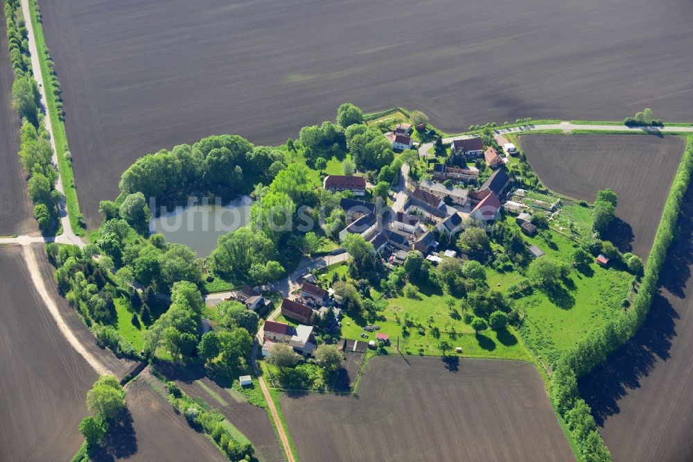 Elsteraue von oben - Ortsteilansicht von Krimmitzschen in der Ortschaft Rehmsdorf in der Gemeinde Elsteraue im Bundesland Sachsen-Anhalt
