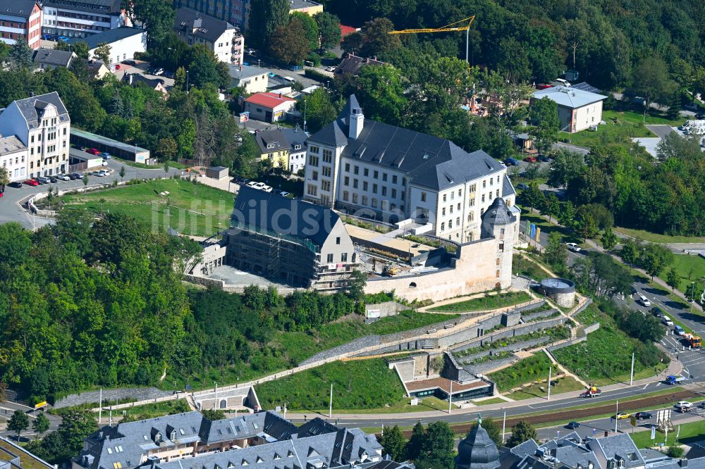 Luftaufnahme Plauen - Palais des Schloss in Plauen im Bundesland Sachsen, Deutschland