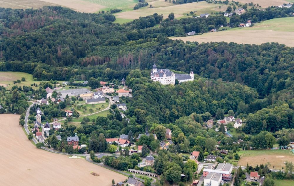 Luftaufnahme Lunzenau - Palais des Schloss Rochsburg in Lunzenau im Bundesland Sachsen, Deutschland