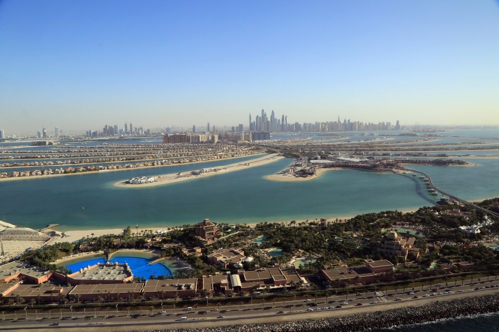 Luftbild Dubai - Palmeninsel Palm Jameirah in Dubai in Vereinigte Arabische Emirate