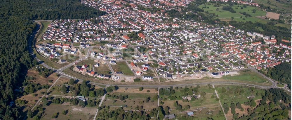Luftbild Jockgrim - Panorama der Baustellen zum Neubau- Wohngebiet einer Einfamilienhaus- Siedlung West in Jockgrim im Bundesland Rheinland-Pfalz, Deutschland