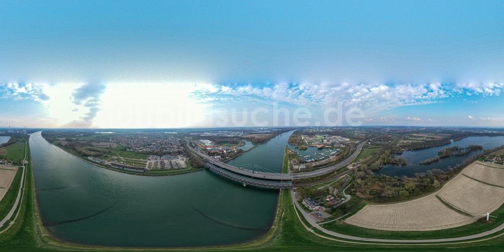 Karlsruhe von oben - Panorama Fluß - Brückenbauwerke über den Rhein bei Maxau im Ortsteil Knielingen in Karlsruhe im Bundesland Baden-Württemberg, Deutschland