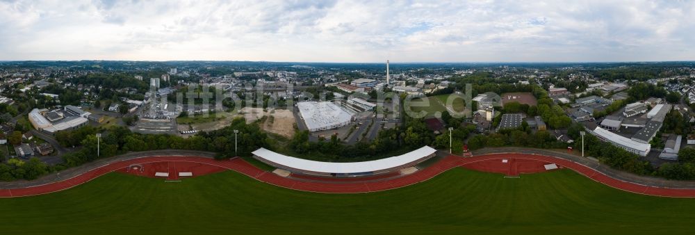 Luftbild Bergisch Gladbach - Panorama Fussballstadion BELKAW-Arena in Bergisch Gladbach im Bundesland Nordrhein-Westfalen, Deutschland