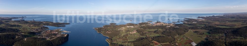 Luftbild Rovinj - Panorama der Mündung des Limski Fjord in Rovinj in Istrien - Istarska zupanija, Kroatien