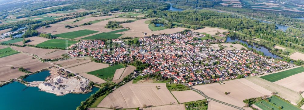Leimersheim aus der Vogelperspektive: Panorama der Ortsansicht in Leimersheim im Bundesland Rheinland-Pfalz, Deutschland
