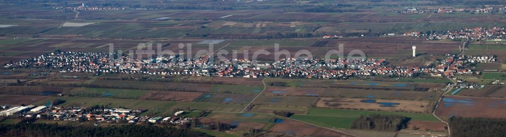 Lustadt aus der Vogelperspektive: Panorama vom Ortsbereich und Umgebung in Lustadt im Bundesland Rheinland-Pfalz